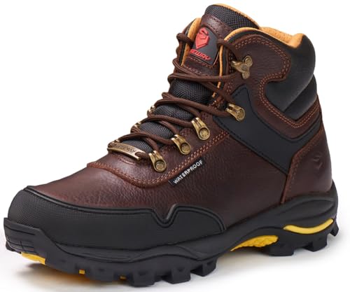 SUREWAY Men's 6" Steel Toe Heavy Duty Waterproof Work Boot - Leather,Lace Up,Oil/Slip Resistant Dual-Density Comfortable EH Construction Industrial Ankle Safety Men Work Boots, Roofing, Hunting by SUREWAY - Used condition - US$39.63