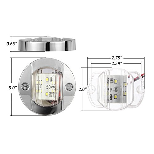 Partsam 2Pcs 3" Inch Round Navigation Lights Chrome Boat Marine Clear Lens Blue Led Transom Mount Stern Anchor Lamps, Courtesy/Deck/Night Fishing/ Light, 12V Surface Mount, Ip67 Waterproof (Pack Of 2) #TOP5