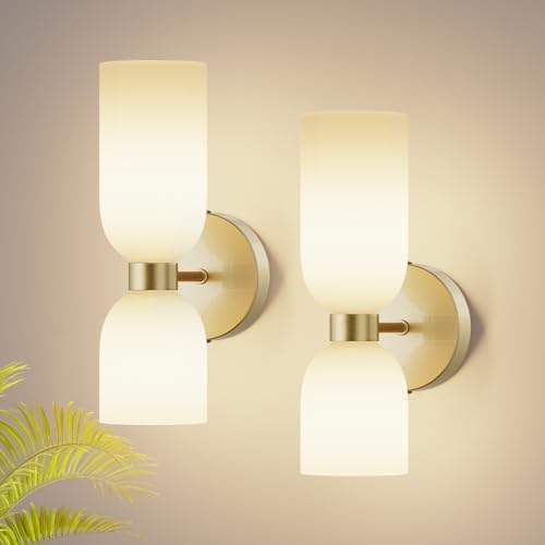 Tiapce 2 Light Modern Bathroom Light Fixtures Over Mirror,Brass Finish