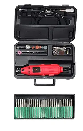 KROST ELECTRIC ROTARY TOOL DIE GRINDER & ACCESSORY KIT/DIY CRAFTS KIT ALL IN 1 WITH FREE DIAMOND COATED BURR SET FREE COMBO.