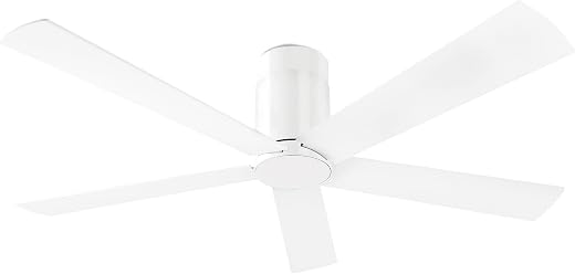 1320 mm Rodas Matt White Flush Mounted Designer Ceiling Fan with Remote