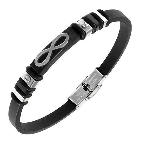 TEMPUS FUGIT. Pulsera Infinito, de Silicona y Acero Inoxidable Antialérgico