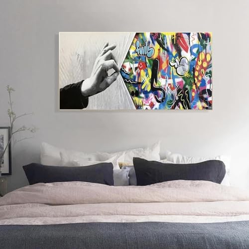 Toile graffiti abstrait pour décorer un grand mur vide de salon 80x160cm