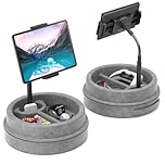 KDD Tablet Pillow Stand for Lap, Multi-Angle iPad Stand with Storage Tray - 360° Rotating Clip Gooseneck Tablet Soft Pad Dock for Bed and Desk Compatible with iPad Pro 12.9, Air Mini, Phone