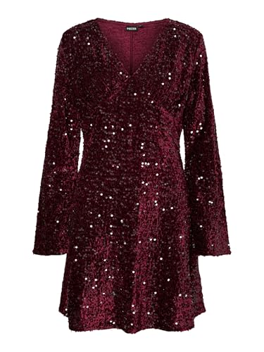 Robe à col en V PIECES Pckam Ls JRS BC couleur Tawny Port en taille M