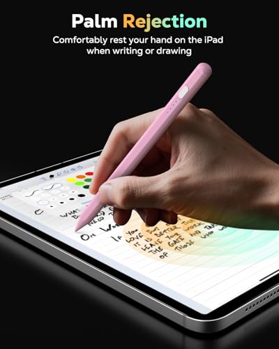 Image of Moko Pencil for iPad(A16) 11th 10th Gen,USB-C Fast Charging,Pink | Stylus Pen for 2018-2026 Apple iPad 11 /10 /9 /8 /7 /6 /A16, Mini 7-5, Air M4-M2 11 inch /13 inch /5 /4 /3, Pro 13 inch /12.9 inch /11 inch Tilt Sensitivity