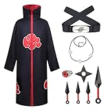 Talla grande I3C Anime Accesorios Ninja Disfraz Anti Konoha Banda, Anillo Akatsuki, Kunai, Collar Itachi para Unisex, Tela aleación poliéster. Plástico,