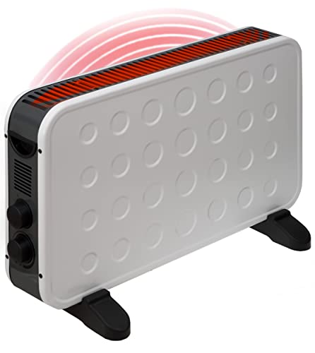 Brollux Calefacción eléctrica 2000W W2K dispositivo de calefacción móvil convector móvil radiador de calefacción eléctrica con termostato blanco