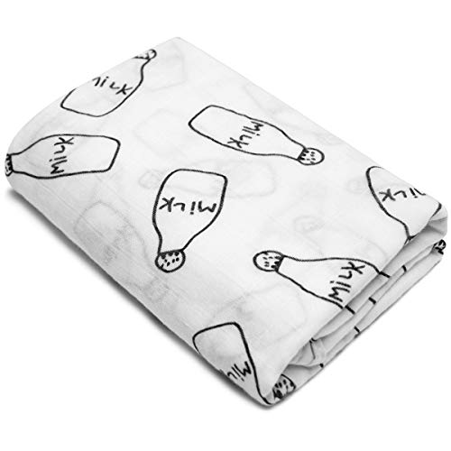 Newborn Baby Swaddle Blanket/Ultra Soft Bamboo Cotton Muslin Receiving Blankets/Perfect For Girl & Boy (Milk Bamboo Cotton) #TOP2