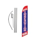State Inspection Here Advertising Feather Banner Swooper Flag Sign with Flag Pole Kit and Ground Stake