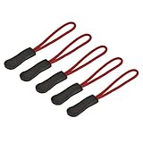 MECCANIXITY Zipper Pulls Pull Head Handle Replacement Tab Tags Cord Extension for Backpacks Bags Handbags, Black Red Pack of 20