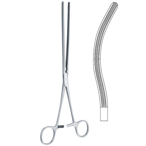 Kocher Intestinal Clamp Forcep, Curved, 22 cm/8.75"