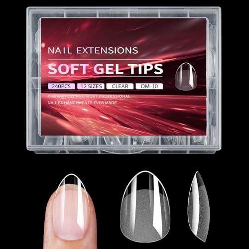 Juego de 240 extensiones de gel transparentes de cobertura completa para manicura con caja de uñas postizas