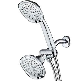 Luxury Square 48-setting High-Pressure Dual Head/Handheld Shower Spa Combo. Extra-Long 72" Stainless Steel Hose, 3-way Flow Diverter, All-Chrome Finish. Best Quality from Top American Manufacturer!