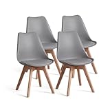 duehome | Beench, Pack 4 sillas Nórdicas, Sillas Comedor, Acabado en Gris y Madera, Medidas: 49 (Ancho) cm x 53,5 cm (Largo) x 83 cm (Alto)