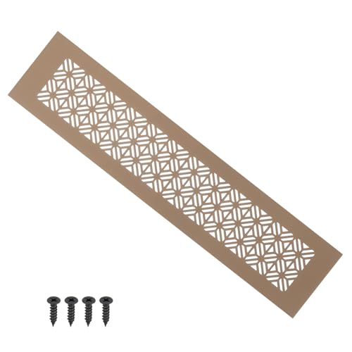 PATIKIL 14 x 3 Inch Door Air Vent Cover, Heavy Duty Aluminum Grille Ventilation Cover Louvered with Mounting Screws for Cabinet Wardrobe Door, Brown