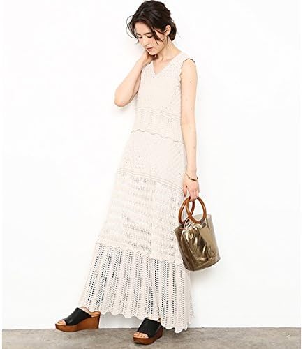 Amazon Co Jp アダム エ ロペ レディース Adam Et Rope レース編みニットワンピース キャミ付き 27ベージュ F 服 ファッション小物