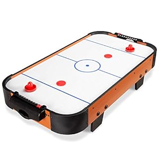 Best Choice Products 40in Air Hockey Arcade Table w/ 100V Motor, Electric Fan, 2 Strikers, 2 Pucks - Light Brown