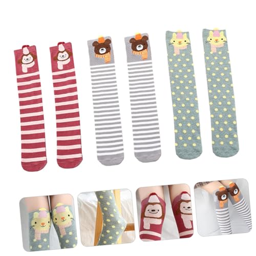 3pairs Socks Boys and Girls Boy Girl High Socks Design Fashionable Age3
