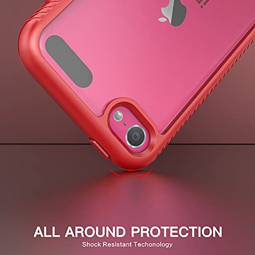 iPod Touch 7th Generation Case, IDweel Shock Absorption Case Build in Screen Protector Heavy Duty Full Protection Shock Resistant Hybrid Cover for iPod Touch 5/6/7th Generation, Red