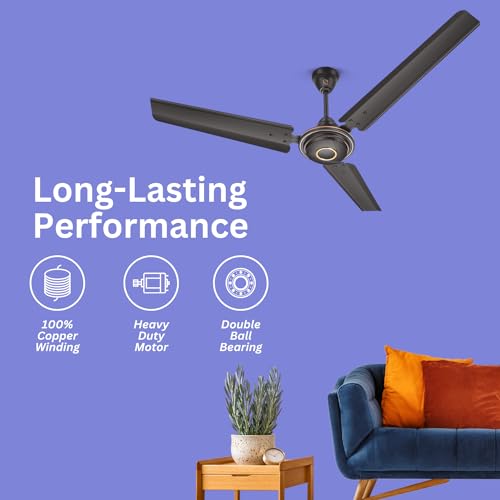 Image of SUMMERCOOL Raftaar Plus Ceiling Fan 1200mm | Raftaar Plus 48 Inch | High Speed Anti-Dust Decorative | BEE Star Rated Fan | Fan for Living Room /Hall | 1 Years Warranty (Coffee Brown)