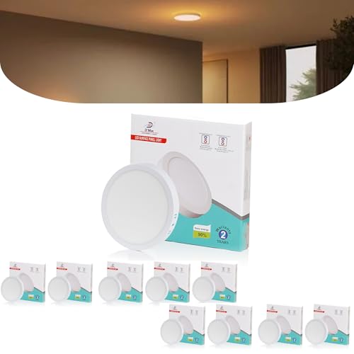 Image of D'Mak 22 Watt Round LED Surface Panel Light for Indoor Lighting - Warm White (Pack of 10)