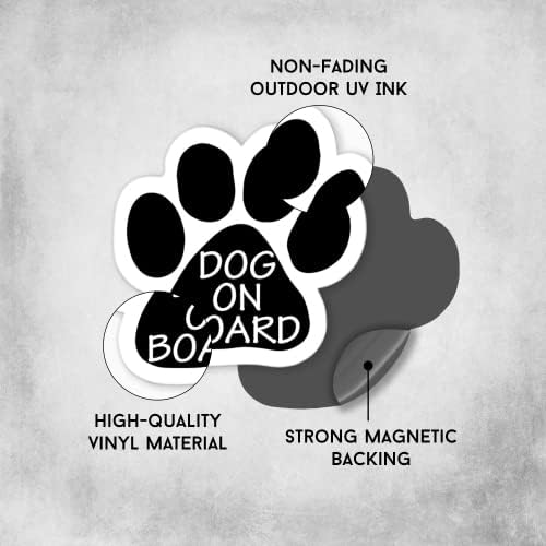 Image of Dog on Board Cute Pawprint Car Magnet 5 Inch, Dog Lover Gift