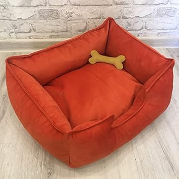 Royal Pets Cart Dog Bed & Cat Bed Orange Color Anti-Skid Bottom & Machine Washable(Reversible, for Small Breeds & Puppies)-Small(Size- 48x40x22 CM's)?