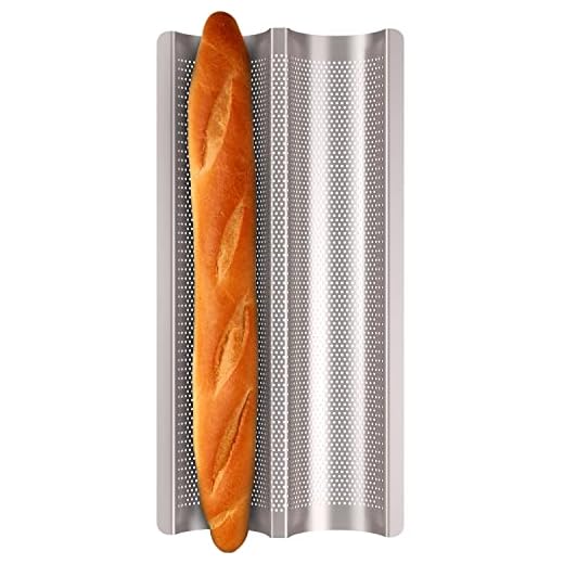 Fulimax Baguette Pan French Bread Pans For Baking Pans, Nonstick 2 Slots Perforated Italian Loaf Pan Mold Long French Bread Pan Golden