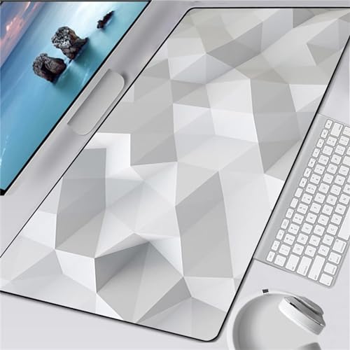Tapis de souris XXL grand tapis de bureau gaming gris géométrique