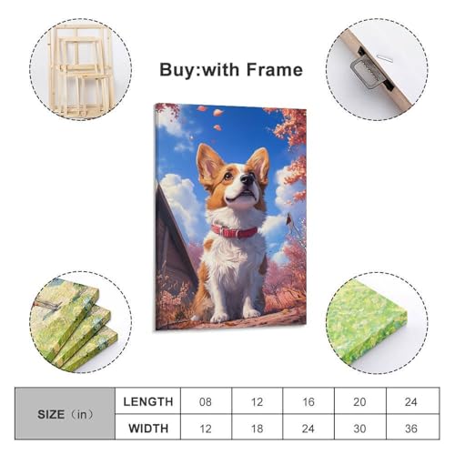 Toile corgi moderne idée cadeau décoration murale originale
