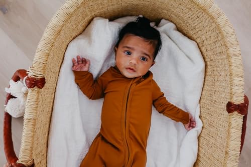 Image of Copper Pearl Zip-Up Footie Baby Pajamas - Soft Newborn Onesies for Boys & Girls, Tag-Free with Two-Way Zipper Baby Sleepers for Newborn - 24 Months, Camel