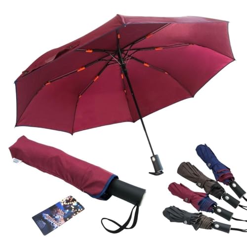 JAGUAR Paraguas plegable antiviento firmado, mini paraguas pequeño de bolsillo con apertura automática, paraguas para viaje, para tener en el coche siempre listo para usar (tamaño cerrado: solo 28,5