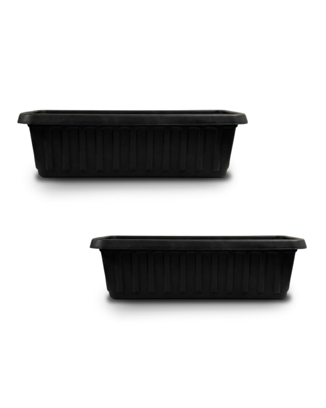 ORGANIZED Set of 2 Trough Planter Pot, Rectangular Container for Flowers, Herbs and Plants, Indoor and Outdoor Use, for Balcony, Patio and Windowsill (Black, 60cm)