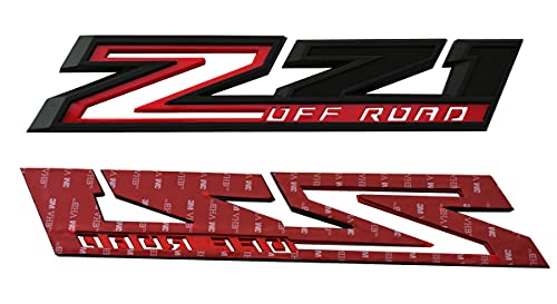 Image of 2pack New Big Z71 Off Road Emblems Side Decals 3D Badges Compatible with fits 2019-2025 Silverado Offroad Parts 84632695 (Black Red)