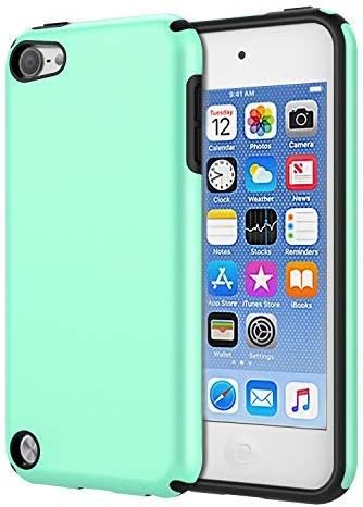 KELIFANG Case Compatible with iPod Touch 7, 6 and 5, Ultra Slim Full Body Protective Case with Dual Layer Shockproof TPU Bumper Hard Back Cover Compatible with 7th/6th/5th Generation, Green