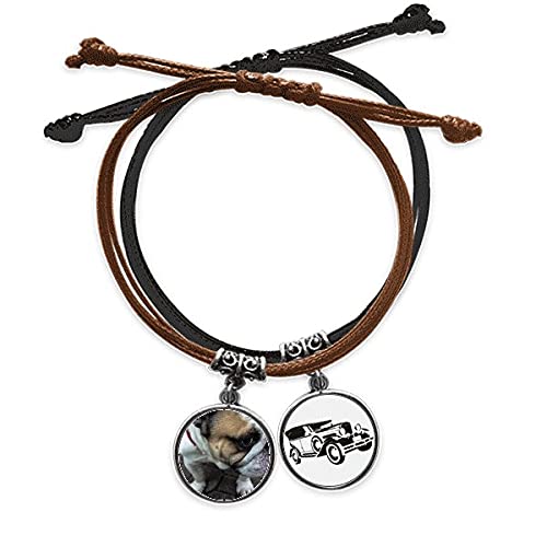 Bracelet photo animal en cuir et corde tressée personnalisable
