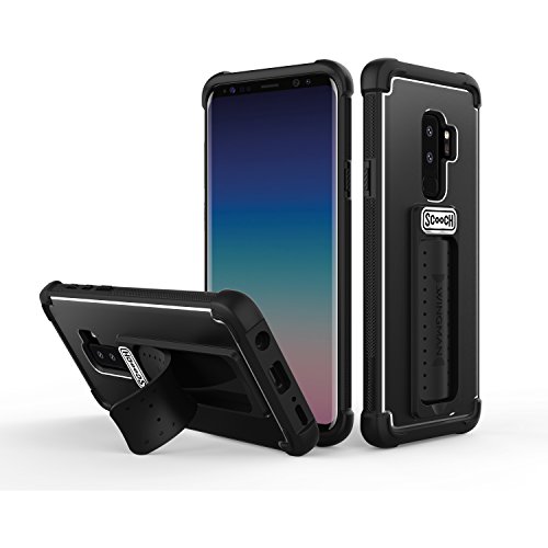Scooch Wingman | Kickstand Case for Samsung Galaxy S9+ Plus [10 ft Drop Protection] [Two-Way Stand] Shockproof Protective Cover & Compatible with Magnetic Car Mounts (Black)