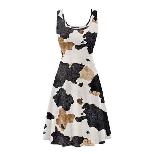 Image of Women's Casual Loose Sundress Midi Sleeveless Crewneck Dress Summer Beach Tank Dress with Pockets