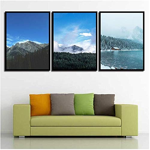 Peintures de la mode paysage lac forêt sur toile imprimée pour salon chic
