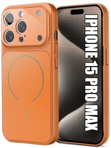 Image of SHINESTAR iPhone 15 Pro Max Case - Premium Shockproof Protective Cover, Wireless Charging Compatible, Slim & Durable Luxury Back Cover with Camera Protection (Orange)