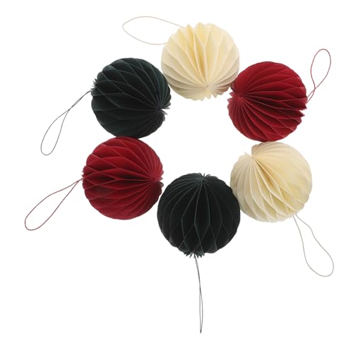 Alipis 6pièces Lot de Boules Alvéolées pour Sapin de Noël Décorations Suspendues Papier Nid Abeille pour Intérieur