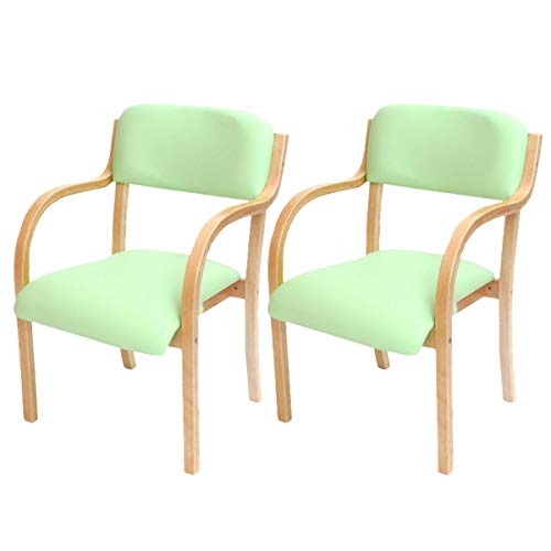 【法人専用】LOOKIT ダイニングチェア 2脚セット 組立品 介護椅子 スタッキング 肘掛け グリーン×ナチュラル