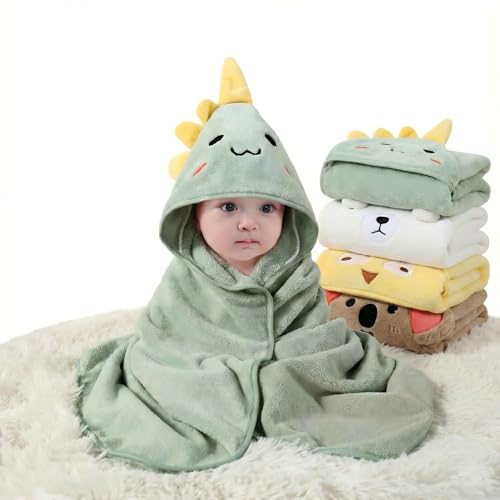 Image of Hooded Baby Towel - 4 Pack Premium Soft Bath Towel for Baby, Newborn,Infant - Ultra Absorbent,Natural Baby Stuff Towel, Soft Coral Velvet Coral Fleece Bath Towel for Boys and Girls