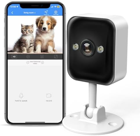 JOOAN Indoor Camera Wireless, 1080P Home Security Camera w/ 2-Way Audio Siren, Motion Detection, IP66 Waterproof, Cloud & SD Card Storage, Color Night Vision (Bluetooth & 2.4G WiFi Connection)