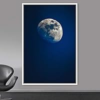 Framed Canvas Wall Art Moon Astronomy & Space Bedroom Colorful Contemporary Moon Multicolor Photography - 16x24 inches