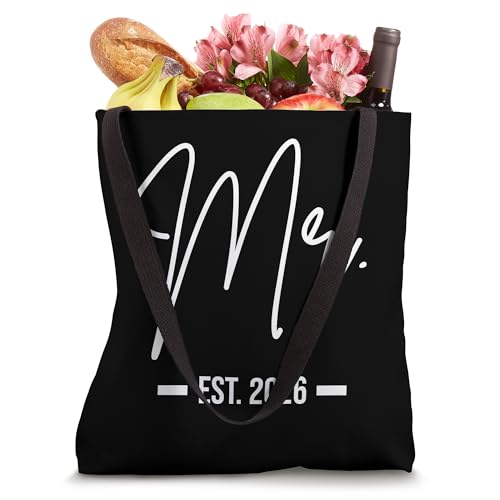 Bolso tote 'Mr & Mrs' para fiesta de bodas, diseño 'Just Married', estampado divertido para pareja recién casada miniatura 4