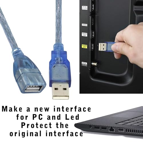 Image of NISHTECH 35cm Premium USB Extender Cable Male to Female USB A Male to USB A Female 2.0 Data Transfer and Charging Adapter for TV, PC, Laptop, PlayStation, Xbox, Flash Drive,etc (Transparent Blue)