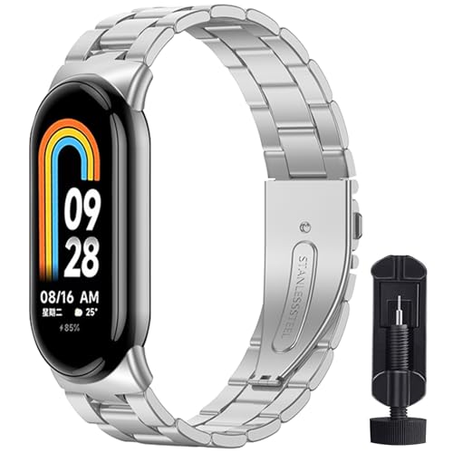 BANGTING Cinturino Acciaio Inossidabile Compatibile con Xiaomi Mi Band 10/9/8,