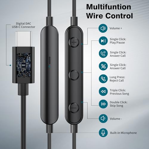 Apetoo APETOO-0083 Usb C Headphones For Samsung Galaxy S24 Ultra S23 Fe S22 S21 A35 Note20 10+ Flip Fold,Magnetic Wired Earbuds Noise Isotiolan In-Ear Type C Earphones thumb #2